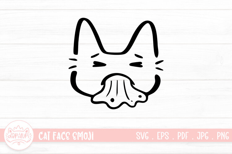 Cute Cat Face Emoji Sticker SVG example image 1