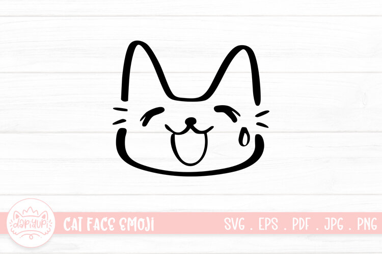 Cute Cat Face Emoji Sticker SVG example image 1