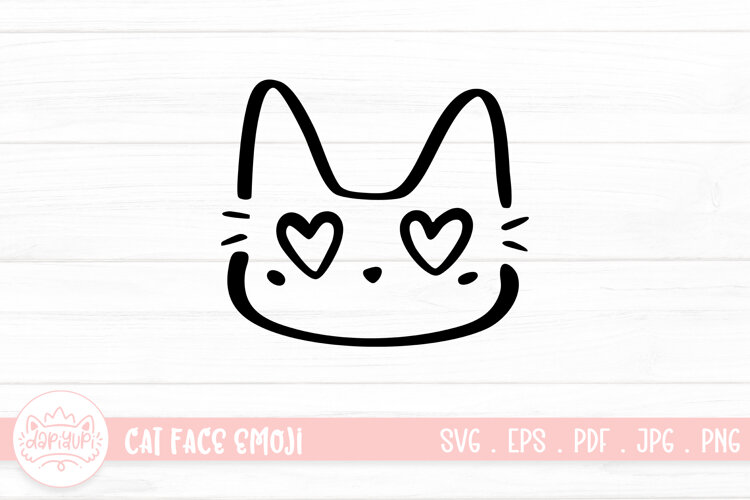 Cute Cat Face Emoji Sticker SVG example image 1