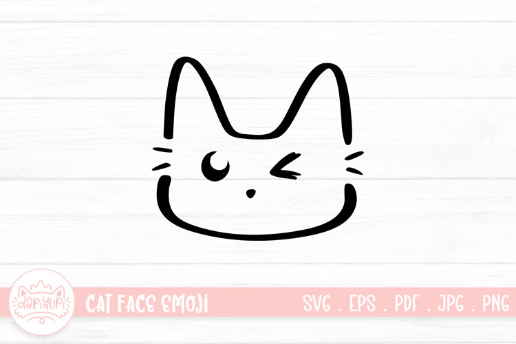 Cute Cat Face Emoji Sticker SVG example image 1