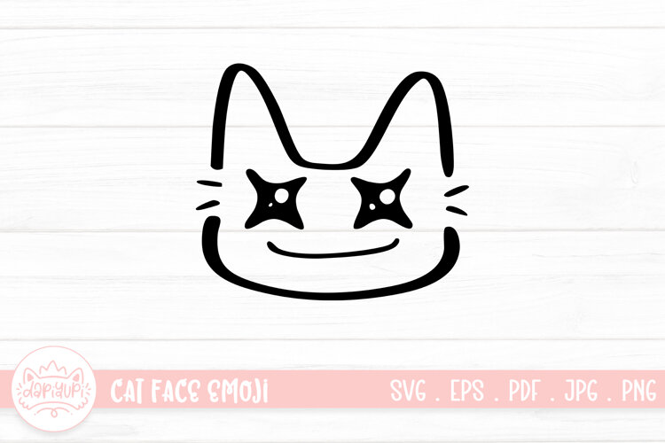 Cute Cat Face Emoji Sticker SVG example image 1