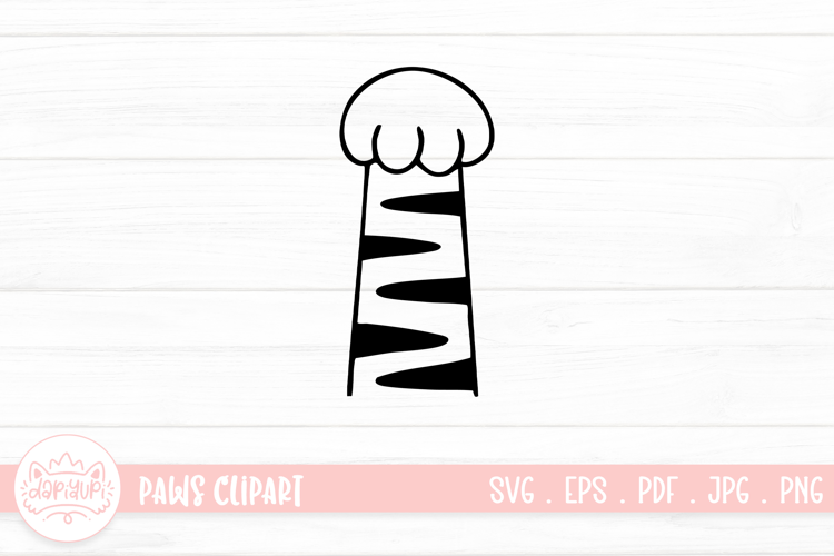 Cute Cat Paw Outline SVG Cut File