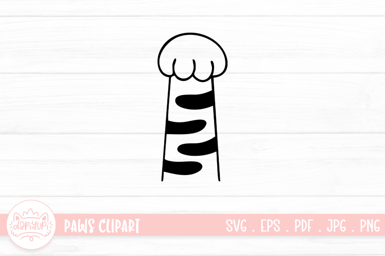 Cute Cat Paw Outline SVG Cut File