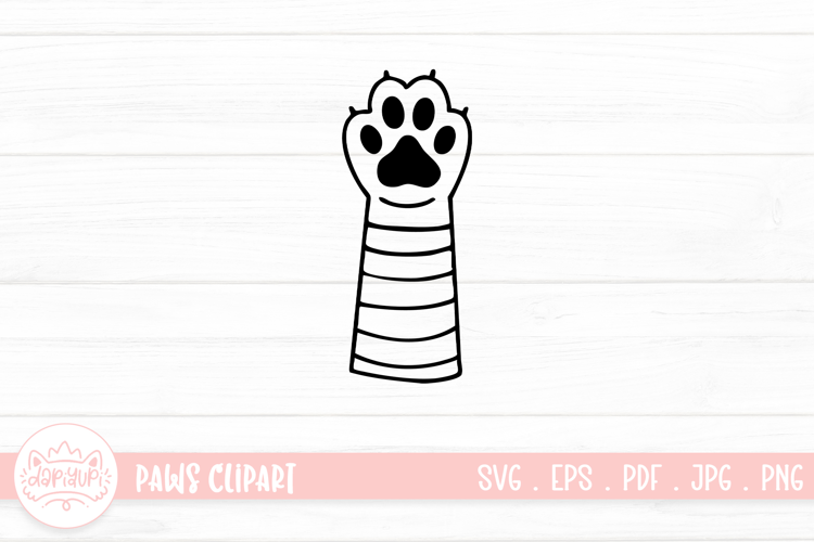 Cute Cat Paw Outline SVG Cut File