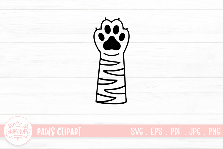 Cute Cat Paw Outline SVG Cut File