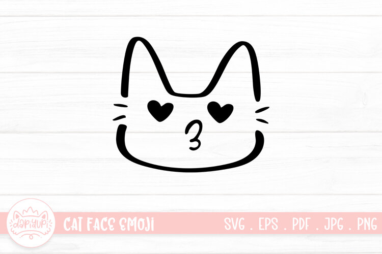 Cute Cat Face Emoji Sticker SVG example image 1