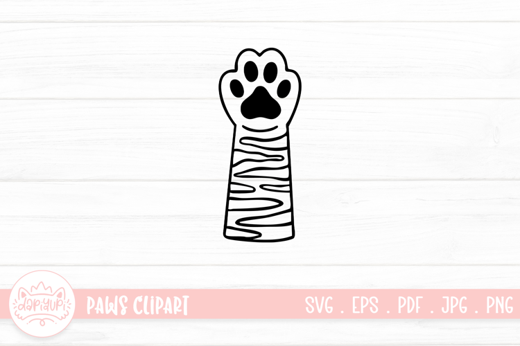 Cute Cat Paw Outline SVG Cut File