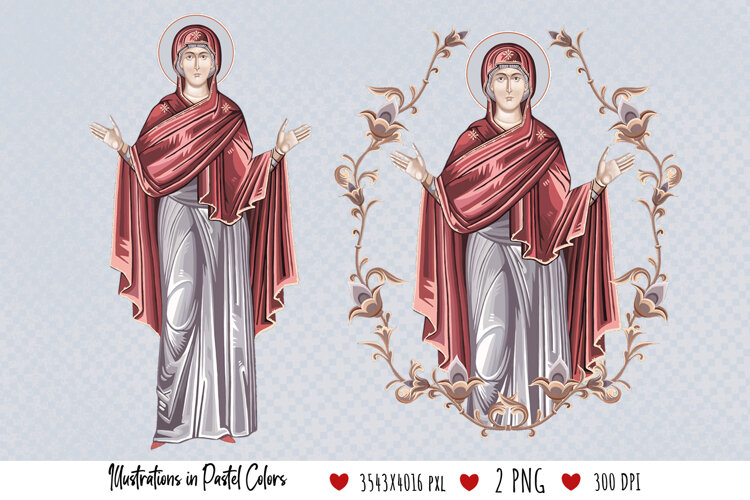 Assumption of Mary. Illustration in Byzantine Style example image 1