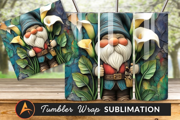 Gnome With Calla Lilies Tumbler Png
