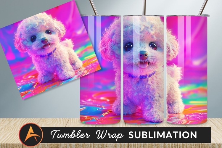 Cute Fluffy Puppy With Psychedelic Background