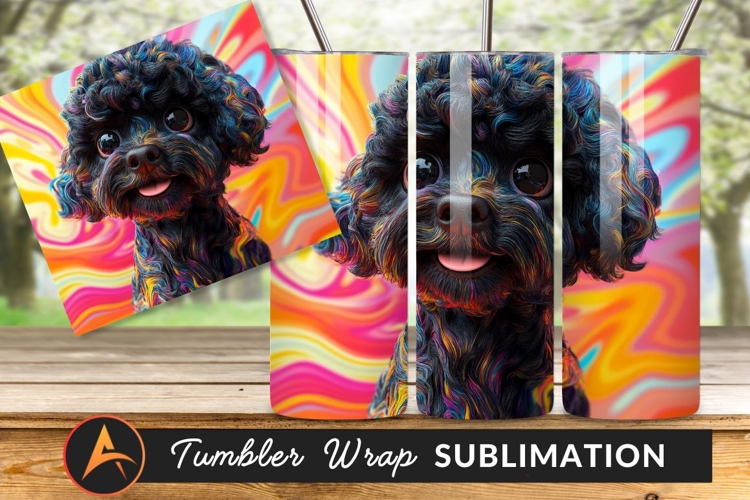 Psychedelic Dog Colorful Background Tumbler Png