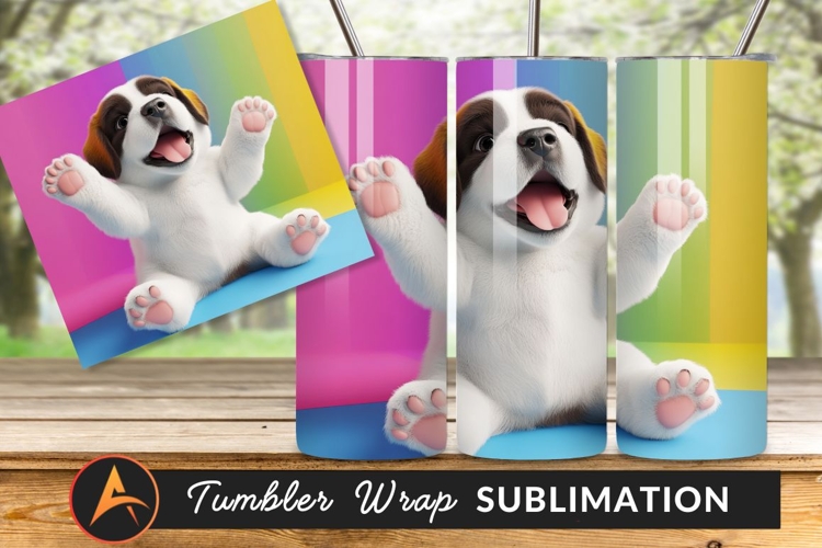 Adorable Saint Bernard Puppy On Colorful Background