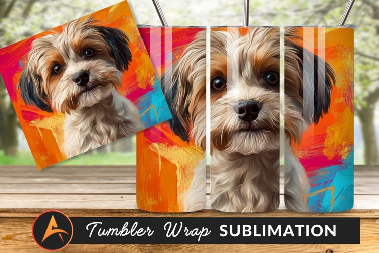 Cute Dog Portrait Painting Tumbler Png Image
