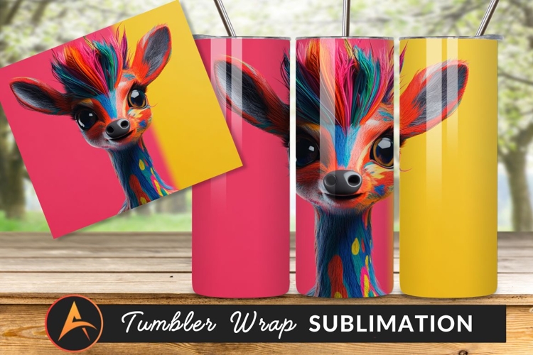 Whimsical Deer Portrait Vibrant Colors Tumbler Png