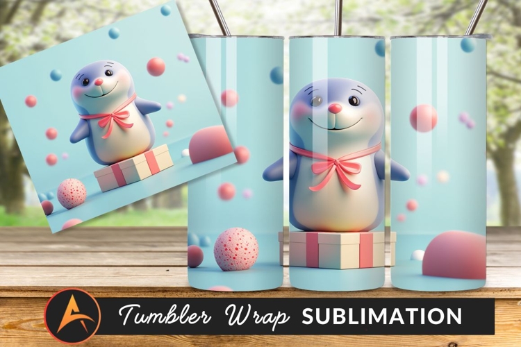 Cute 3D Penguin Character Tumbler Png Design