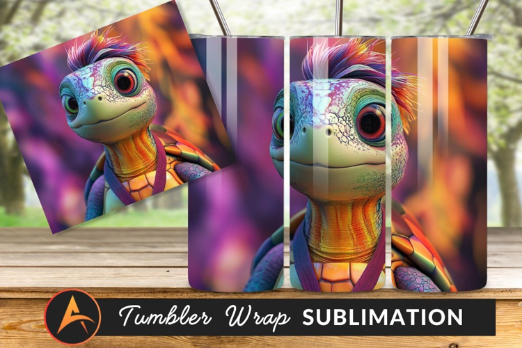 Cartoon Turtle Character With Colorful Mohawk Hairstyle