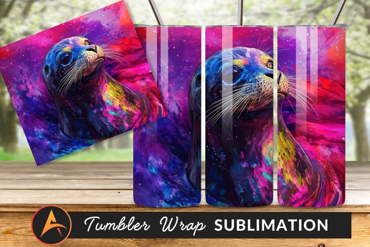 Abstract Colorful Seal Tumbler Png Design