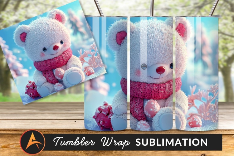 Cute Teddy Bear In Winter Wonderland Scene Tumbler