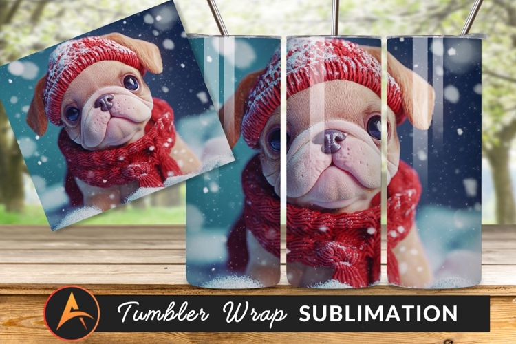 Winter Puppy In Hat And Scarf Snow Tumbler