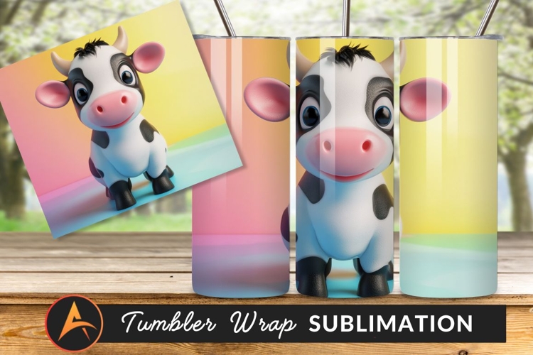 Cute Cartoon Cow Tumbler Png Ready Image