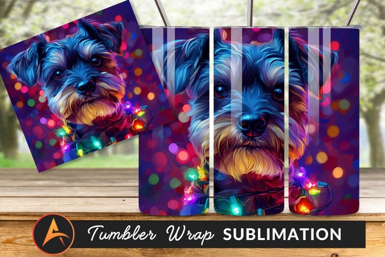 Festive Dog With Christmas Lights Portrait Tumbler