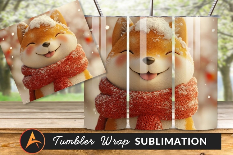 Happy Shiba Inu Winter Snow Portrait Tumbler