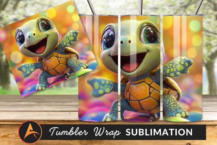 Cute Cartoon Turtle Cheerful Tumbler Png