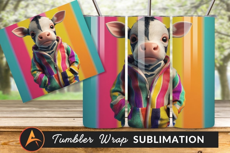 Cute Cow Wearing Colorful Hoodie Tumbler Png
