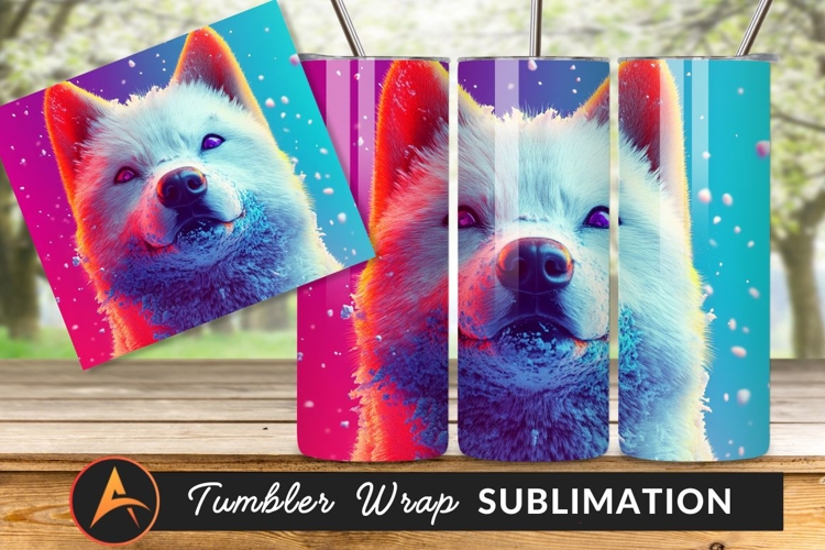 Colorful Fluffy Dog With Snow Tumbler Png