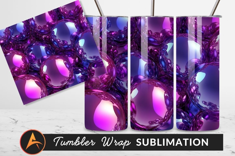 Abstract Purple Glossy Spheres Tumbler Png