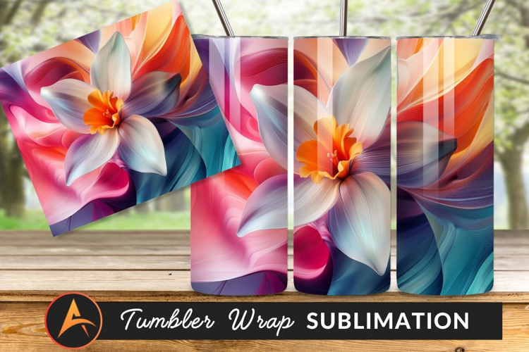 Abstract Flower Art With Tumbler Png