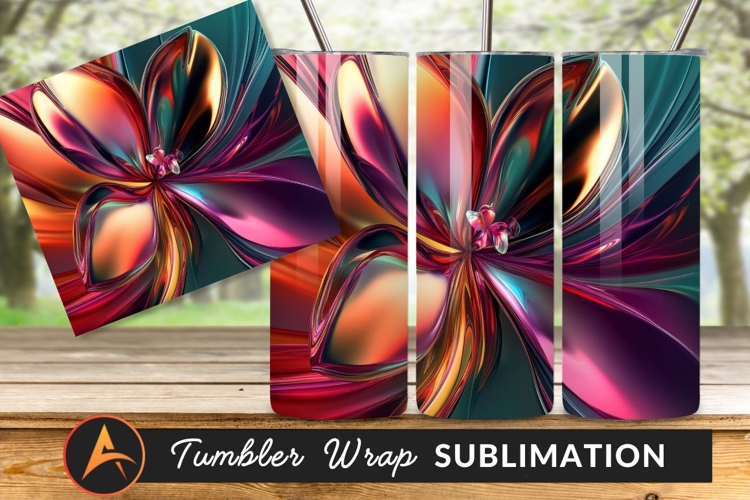 Abstract Flower Art Colorful Metallic Shine Background