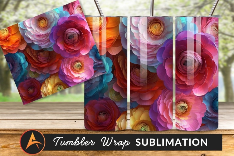 Colorful Ranunculus Flowers Beautiful Floral Tumbler
