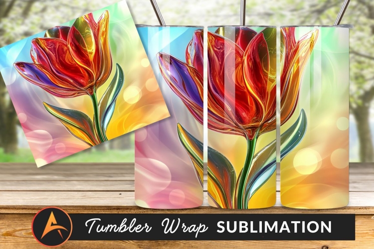 Glass Tulip Flower Tumbler Png Art