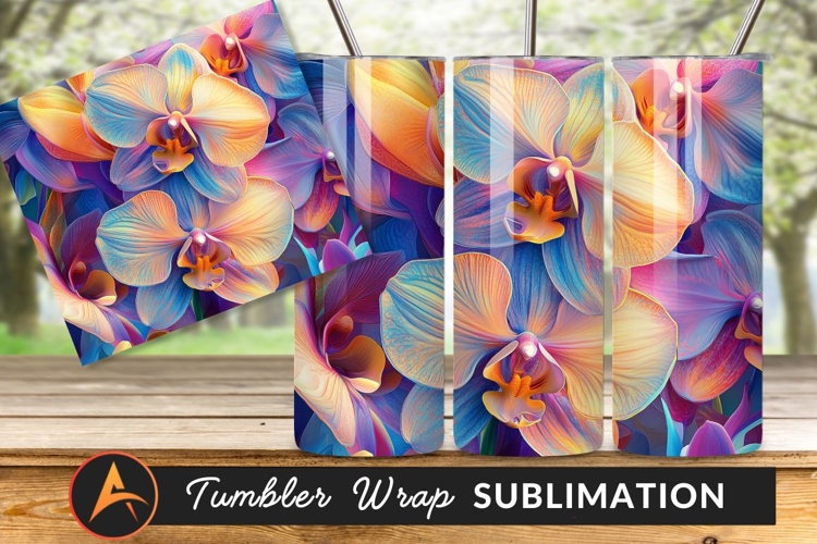 Colorful Orchid Floral Background Tumbler Png