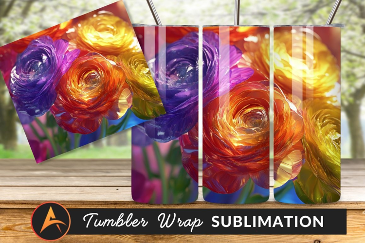 Colorful Ranunculus Flowers Close Up Macro Shot Tumbler