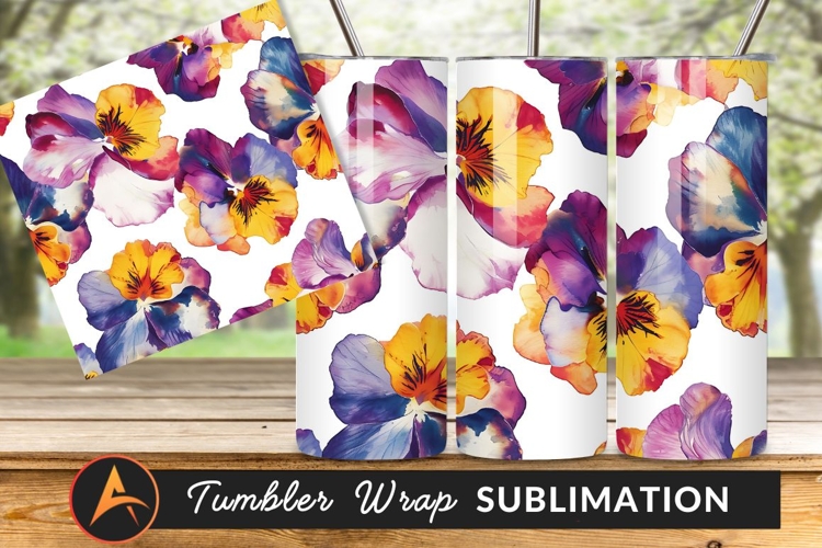 Watercolor Pansy Flower Seamless Pattern Design example image 1
