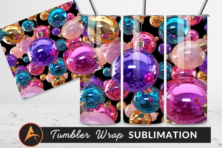 Colorful Christmas Ornaments With Tumbler Png