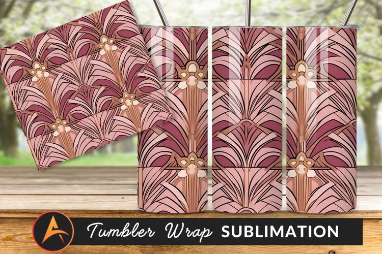 Art Deco Floral Seamless Pattern Tumbler Png