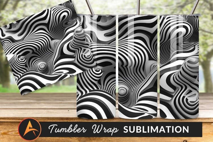 Abstract Black And White 3D Wavy Pattern example image 1