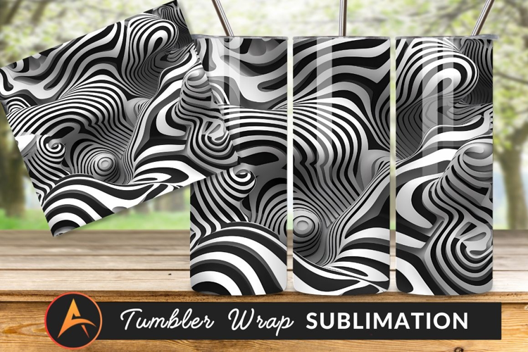 Abstract Black And White 3D Wavy Pattern