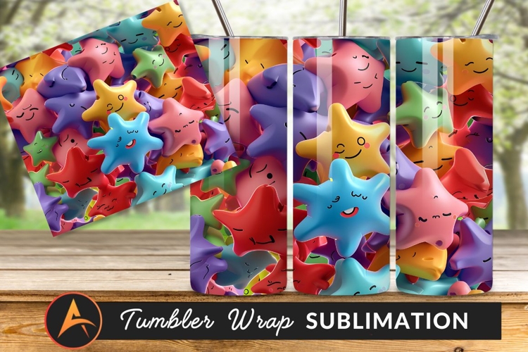 Colorful Star Characters Tumbler Png Illustration