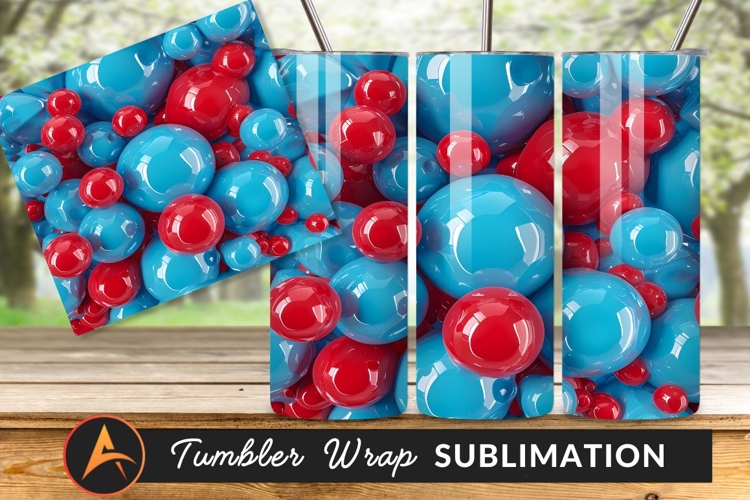 Blue And Red Glossy Spheres Tumbler Png