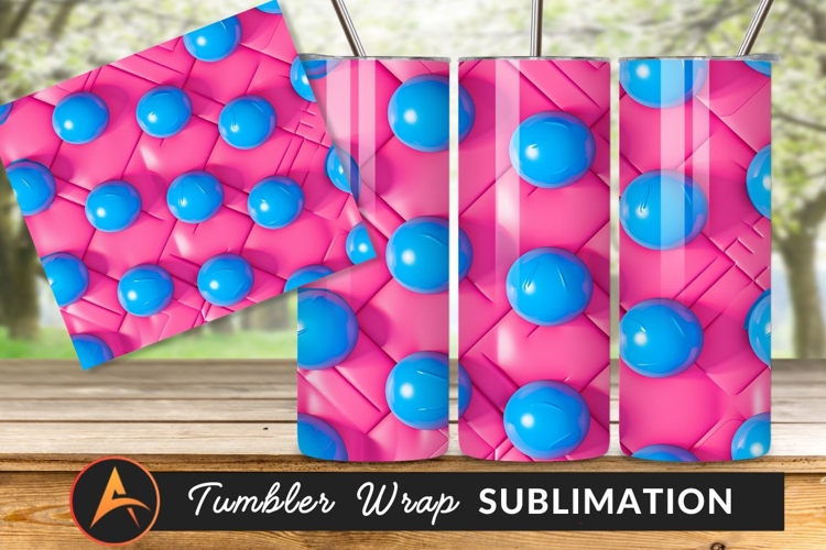 Blue Spheres On Pink Quilted Tumbler Png