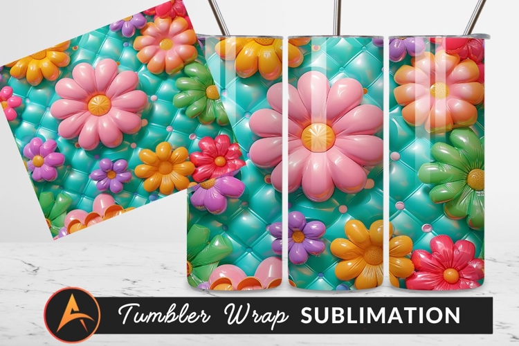Colorful Shiny Flowers Tumbler Png Background