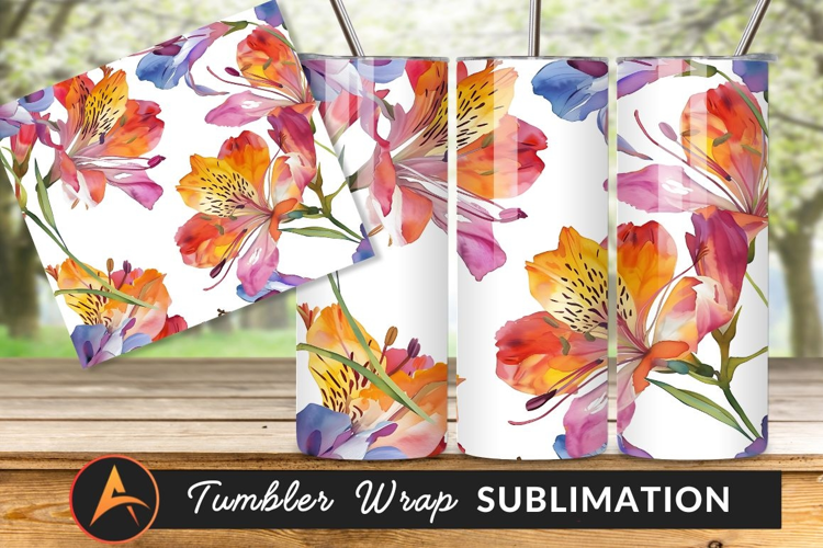 Watercolor Floral Alstroemeria Flower Arrangement Tumbler