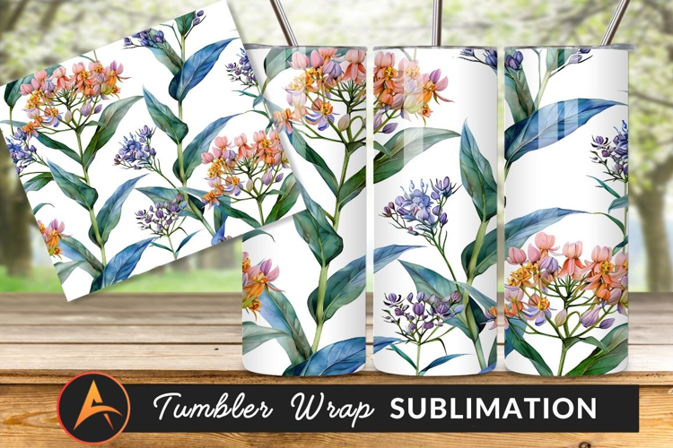 Elegant Watercolor Flower Pattern Seamless Repeat Tumbler