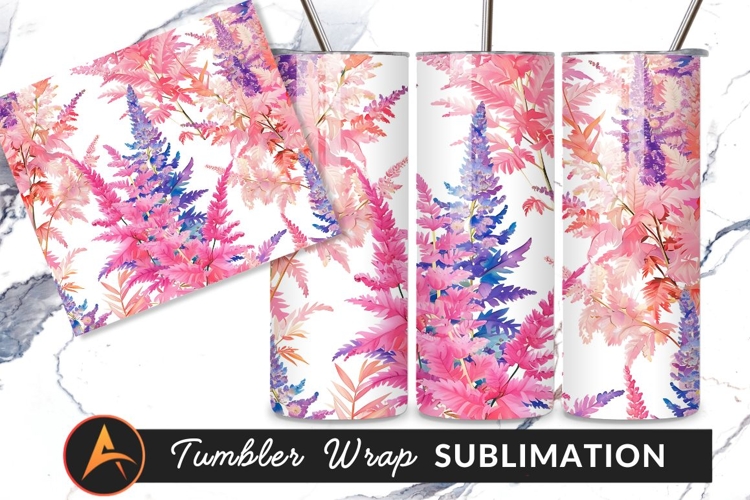 Floral Pattern With Pink And Blue Ferns Tumbler