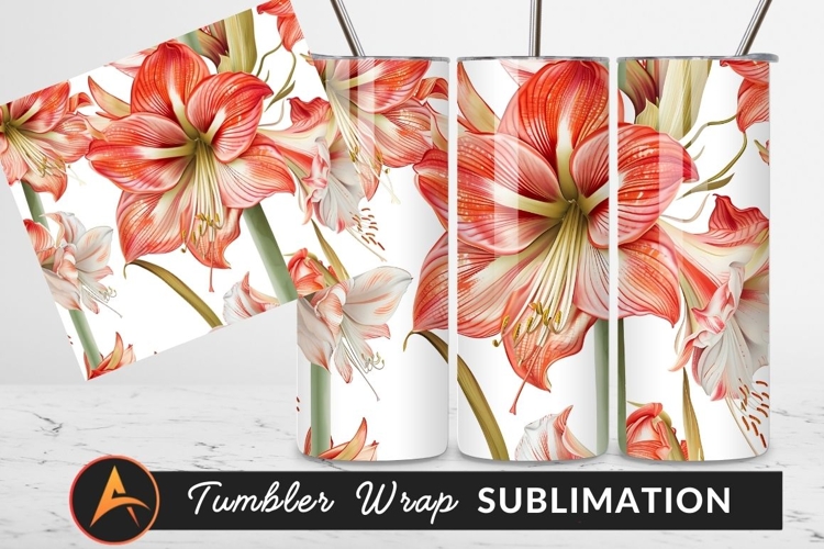 Amaryllis Flower Seamless Pattern Botanical Illustration