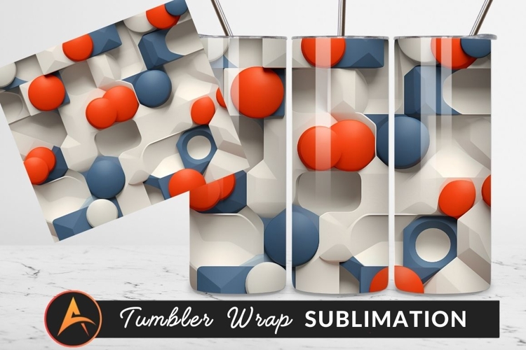 Abstract 3D Shapes Pattern Tumbler Png